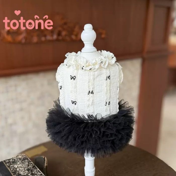 白黒リボンパニエ